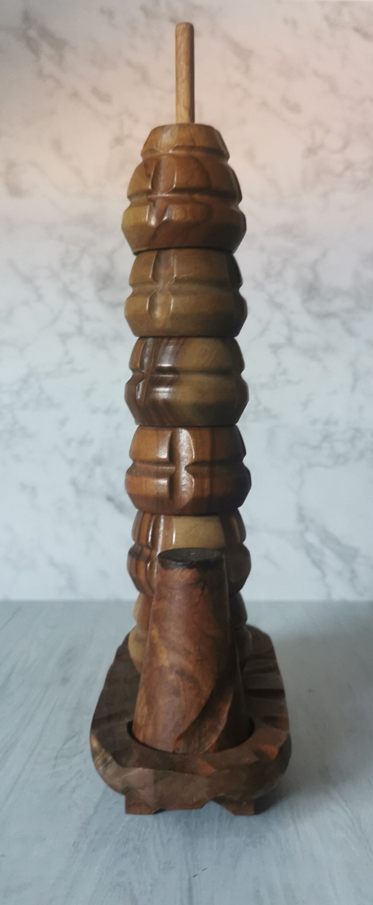 Carved wood shells salt and pepper shaker