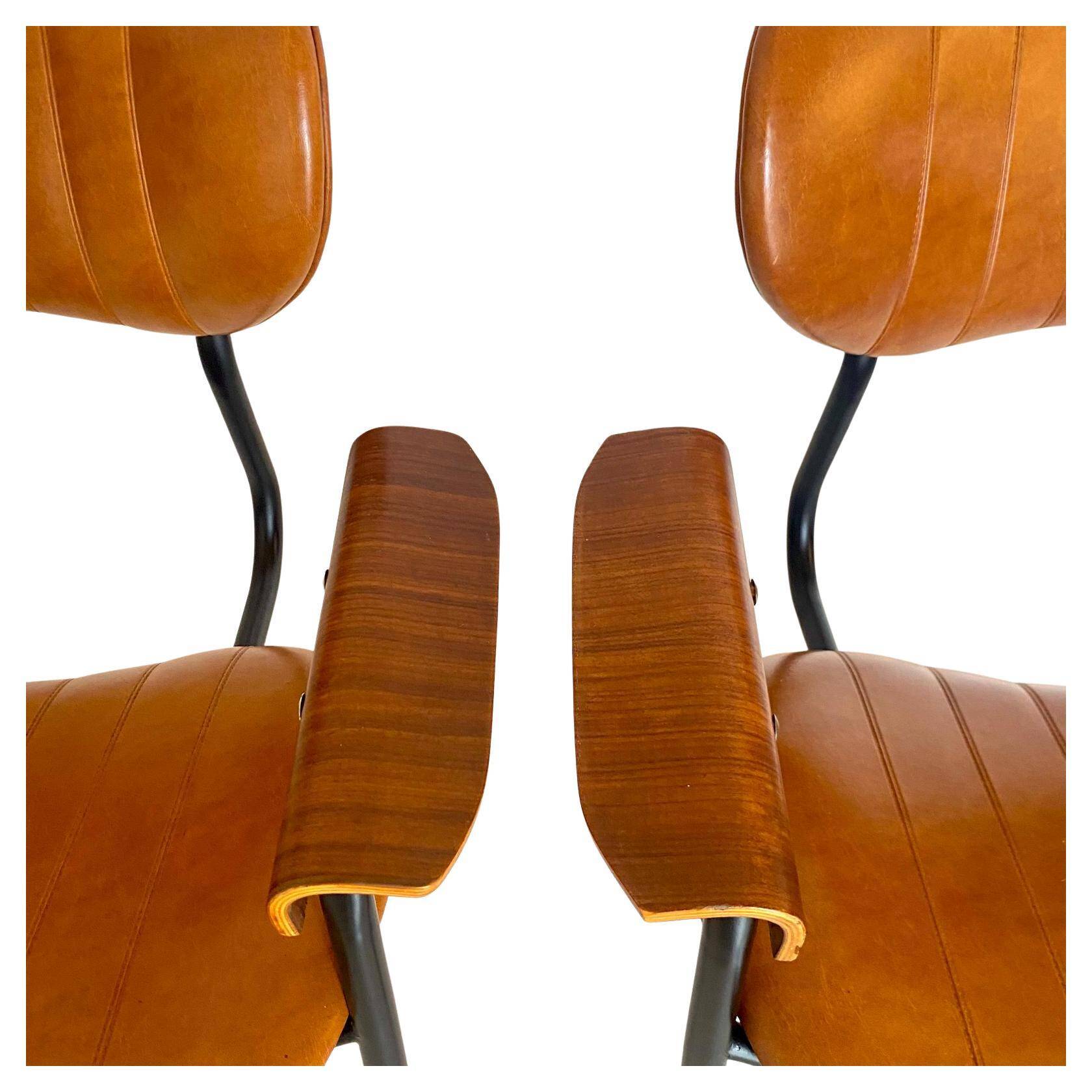 Mid Century Modern Lounge Chairs, set of two, Gastone Rinaldi style, Italy 1960's