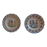 Two antique bowls signed HR from Quimper.