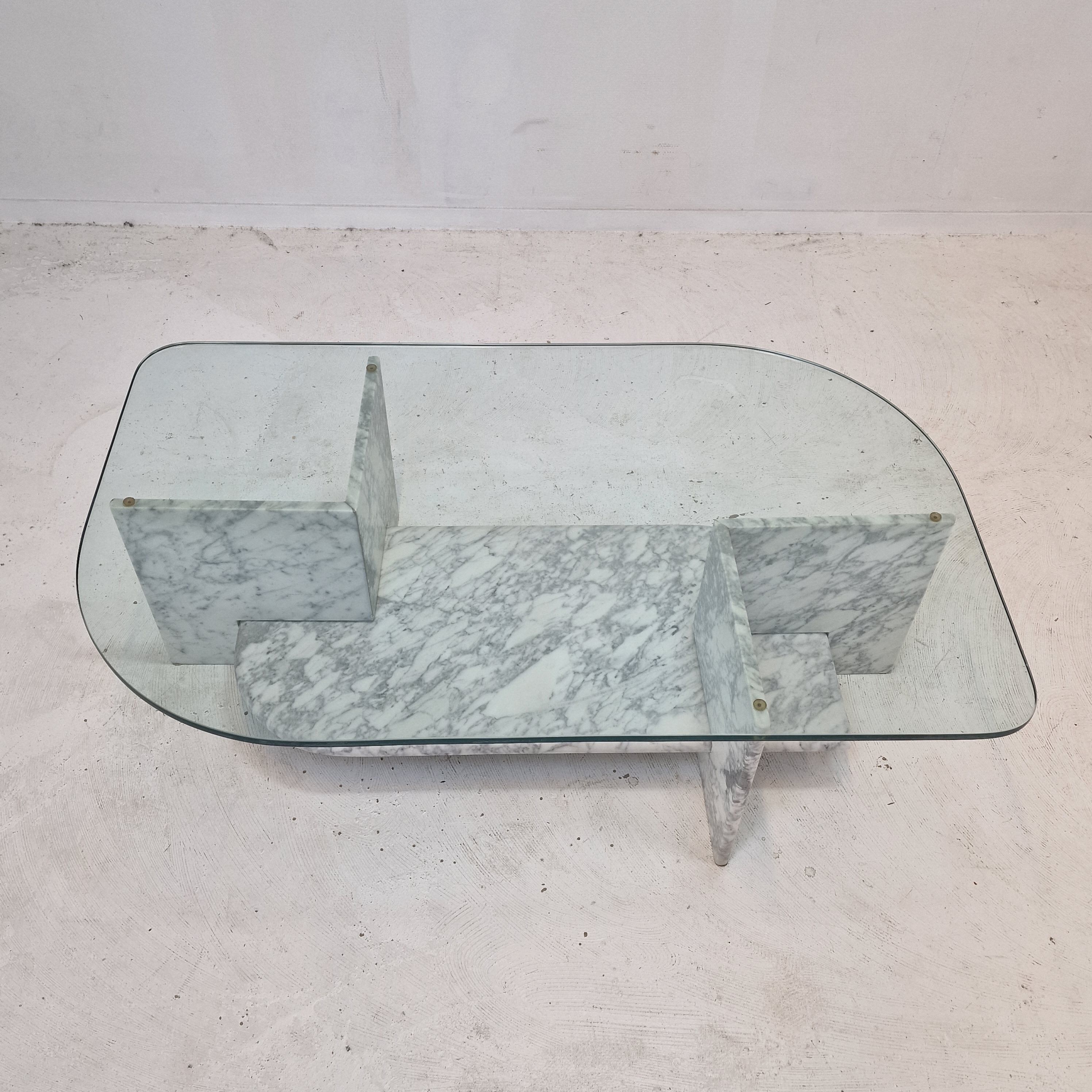 Italian Marble and Glass Coffee Table, 1980's