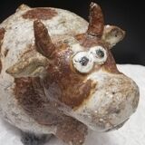 Vache en grès craquelé