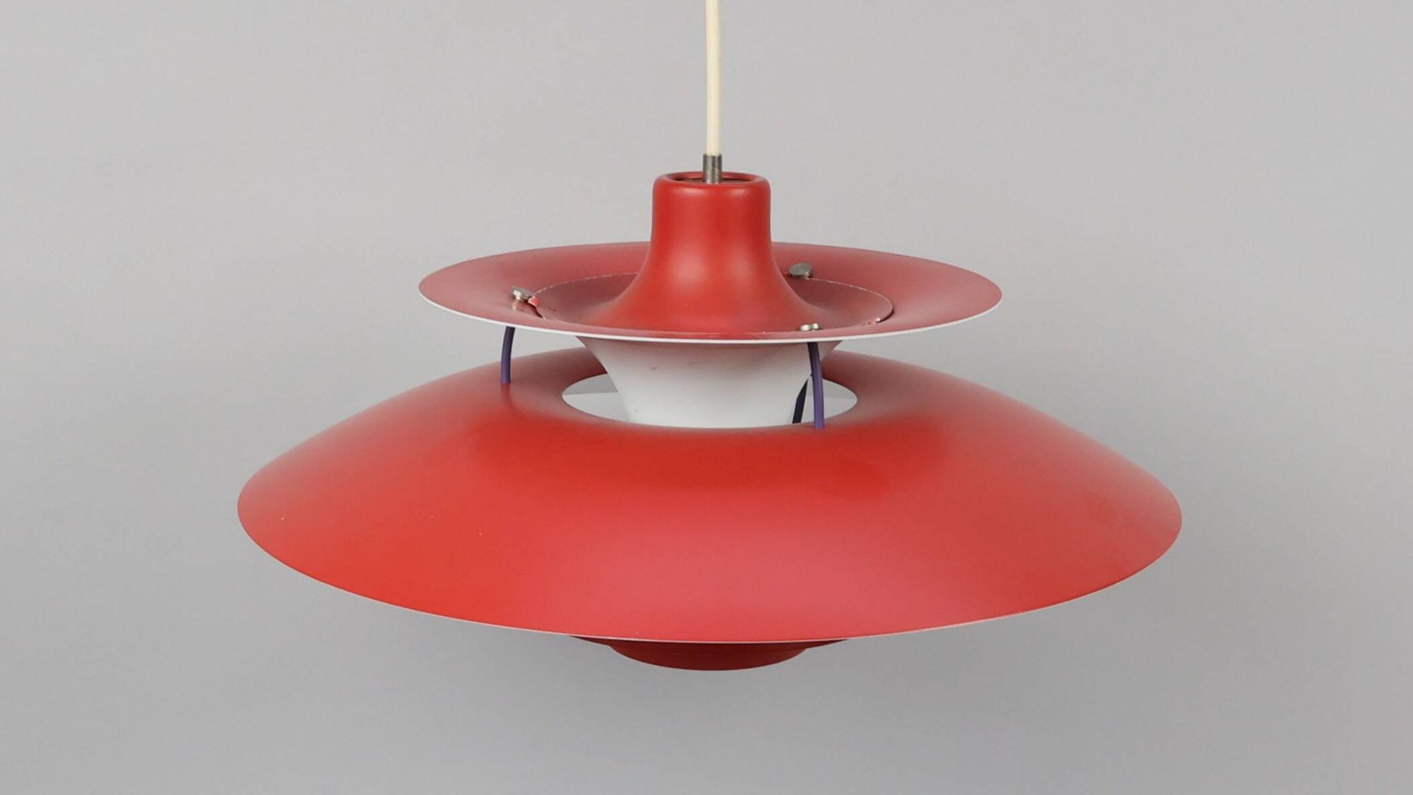 PH 5 red ceiling light by Poul Henningsen for Louis Poulsen, Denmark, 1980s