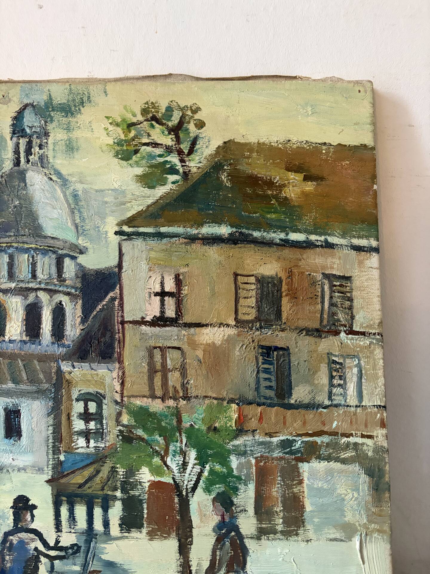 Scene de Montmartre, huile sur toile signée