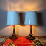 70s wood metal vinyl lamps (X2)