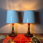 Lampes années 70 bois métal vinyle (X2)