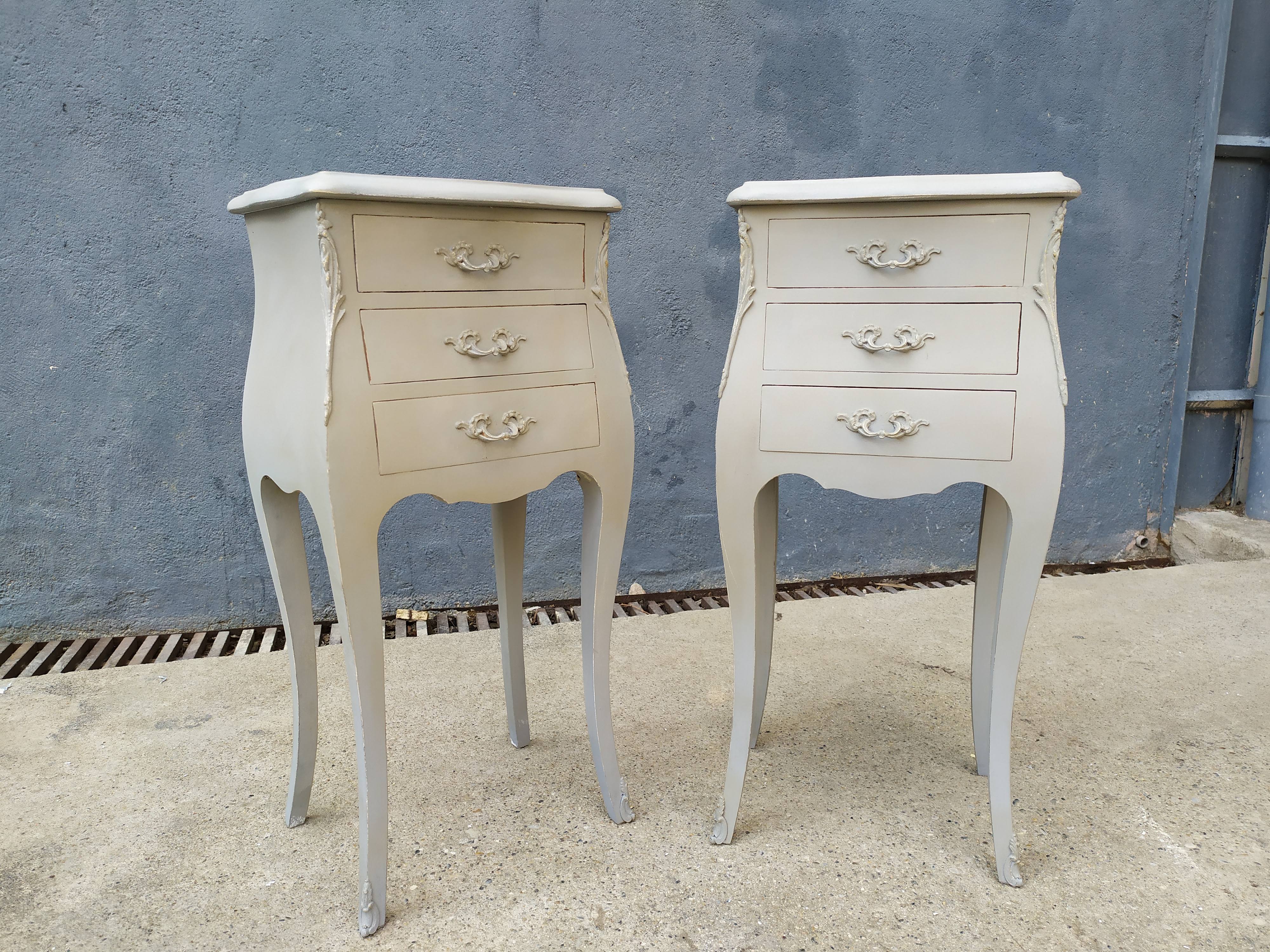 Pair of bedside Louis XV shabby style