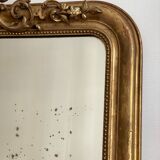 Old mirror louis Philippe Dore gold leaf pediment gilded fireplace