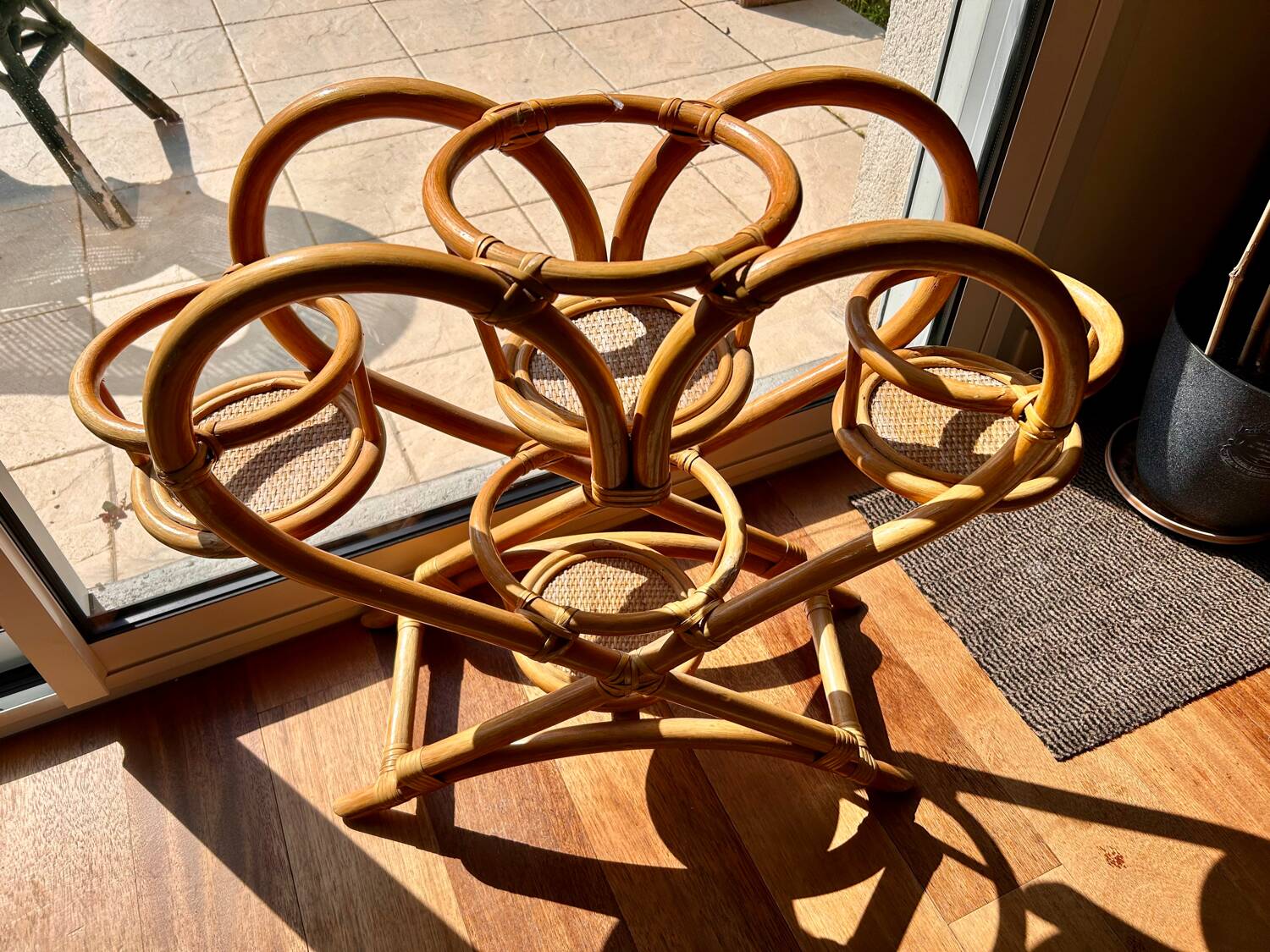 Vintage rattan plant stand – 1970s