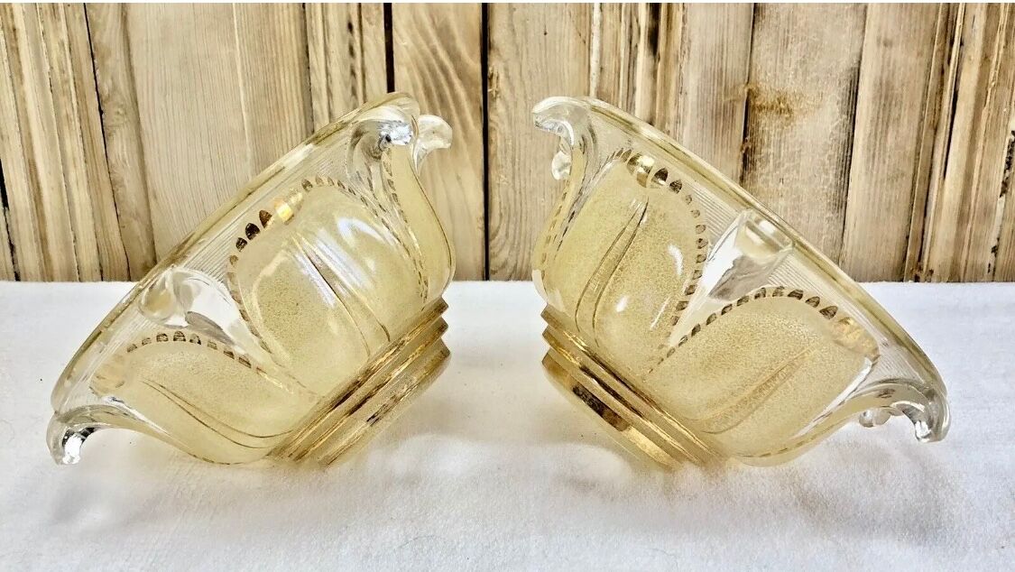 Wall lamp double fires copper metal art deco glassware ezan opalescent gilded