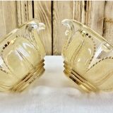 Wall lamp double fires copper metal art deco glassware ezan opalescent gilded