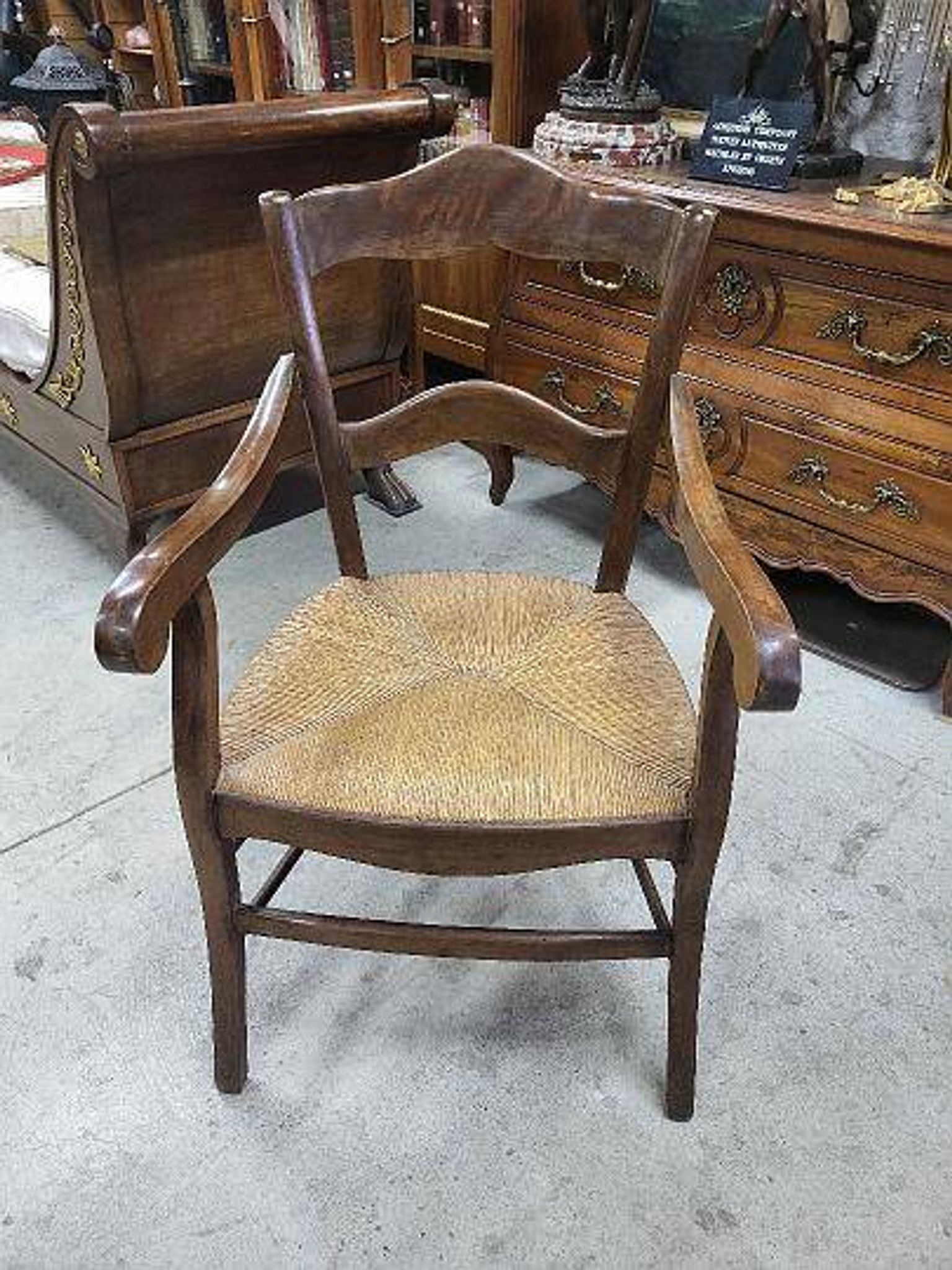 Old 19th century walnut straw armchair n° 2