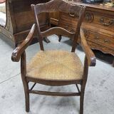 Old 19th century walnut straw armchair n° 2