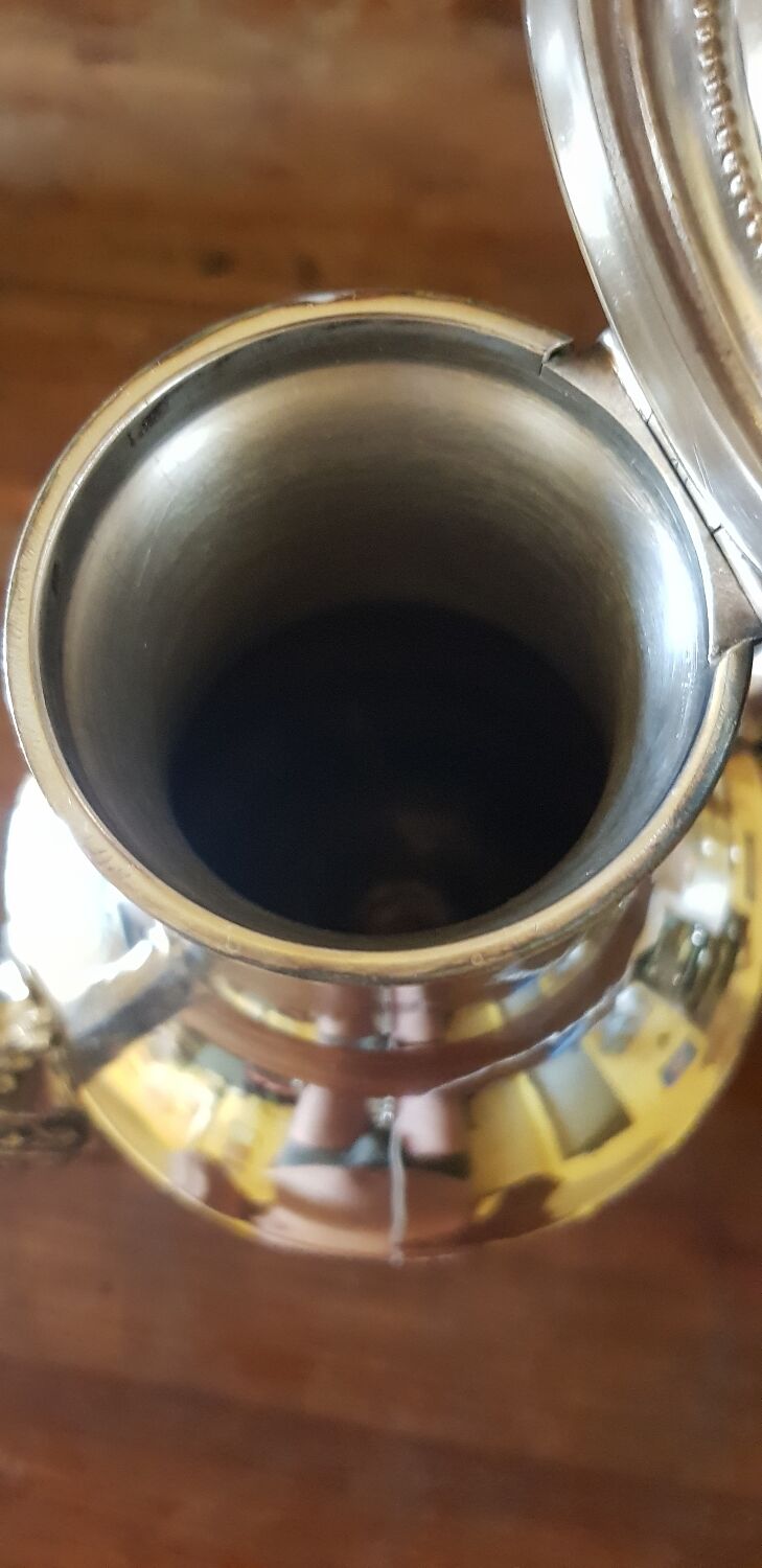 19th century teapot and sugar bowl. Silver metal hallmark.