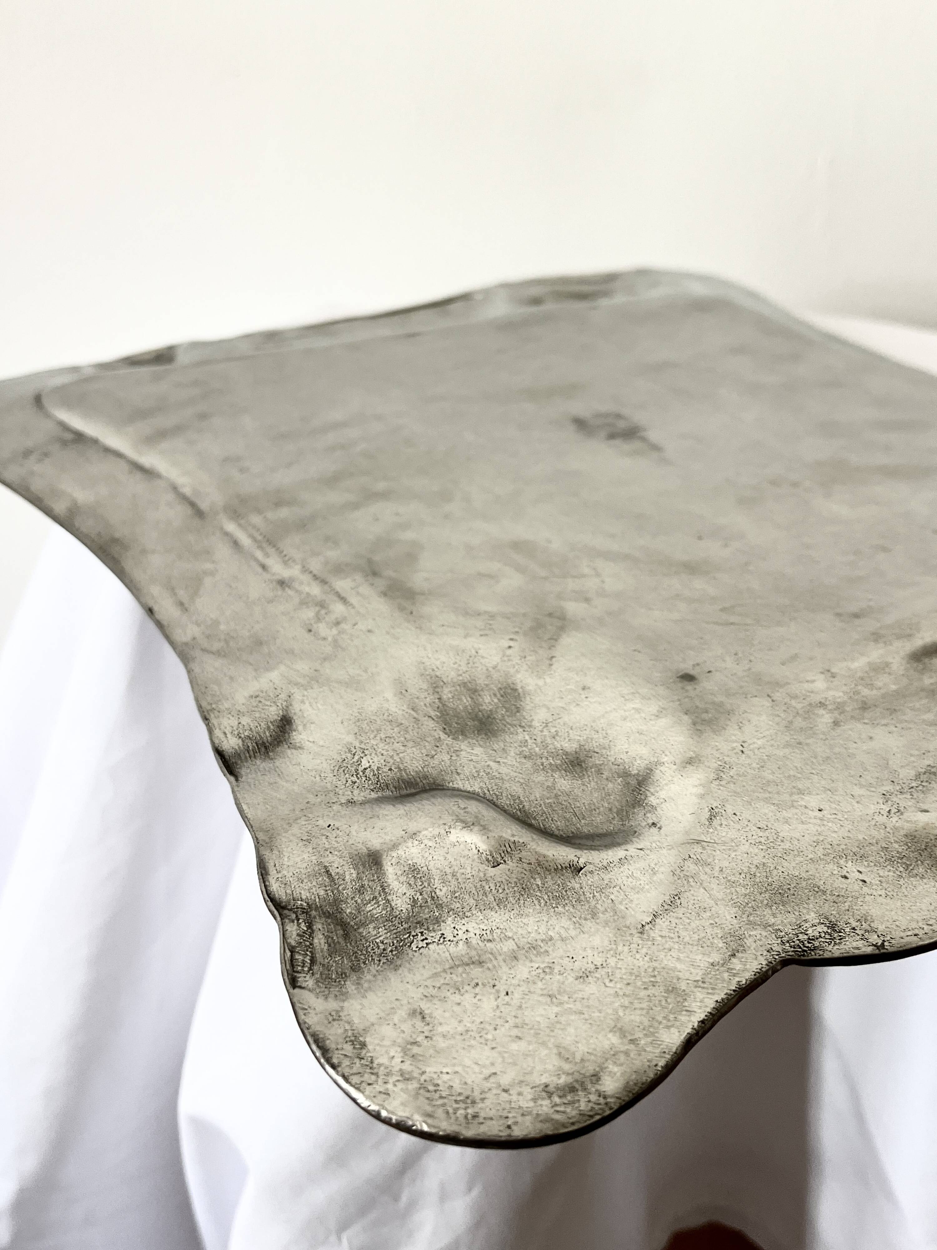 Antique Art Nouveau Pewter Tray, Tulip Design Serving Tray,  France, 1980s