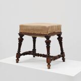 Baroque 19th century oak stool in Louis XV style, France