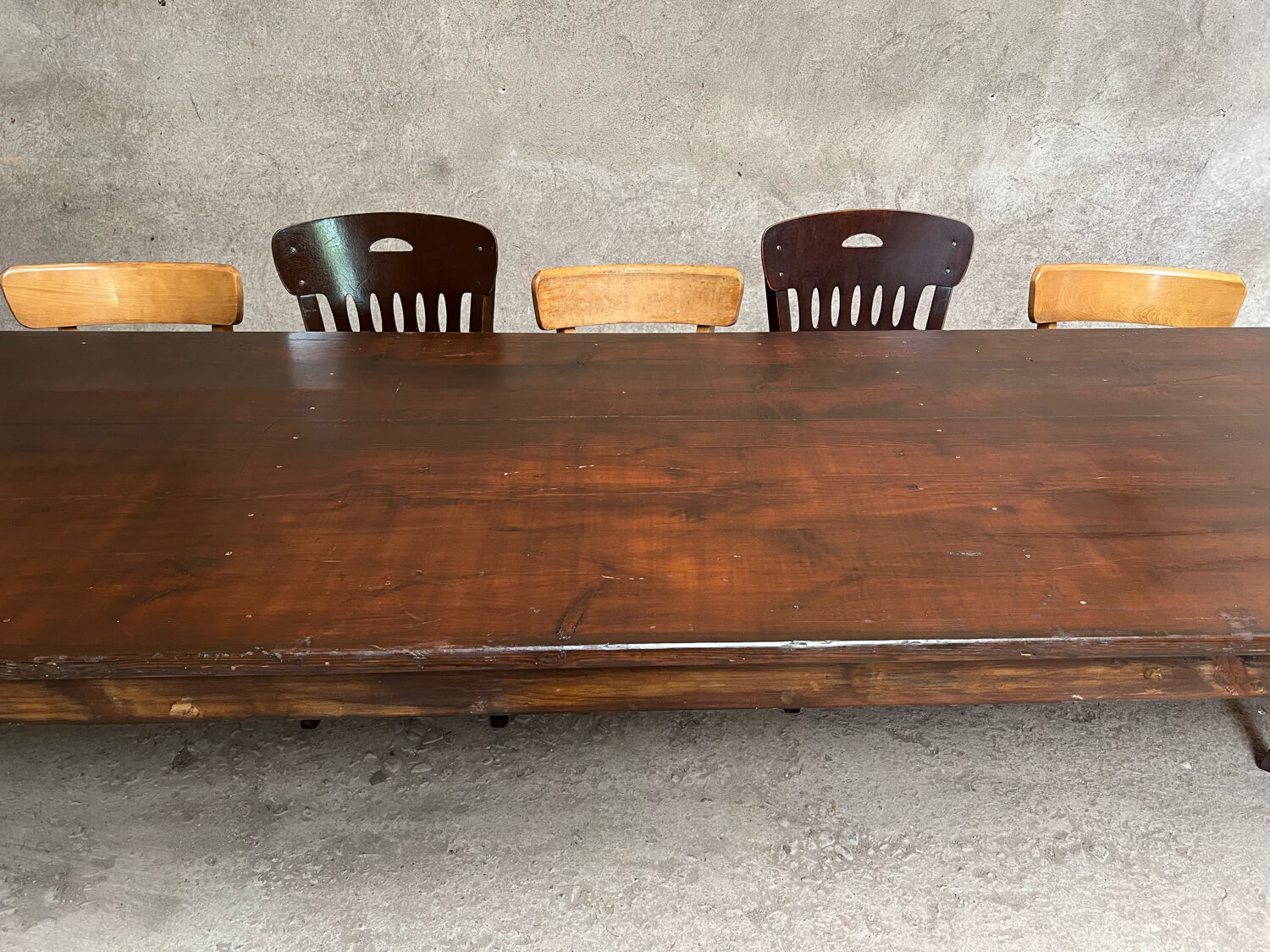 Old 3m fir farm table late 19th early 20th