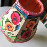 Sandstone foot accent lamp surmounted by a painted lampshade