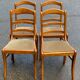 4 chairs in solid blond wood and brown beige embroidered tiled velvet suede