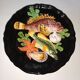 Assiette en Barbotine style 1970 Vallauris Poissons Étoile de Mer