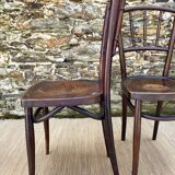 Pair of Thonet bistro chairs with flower decor, art nouveau