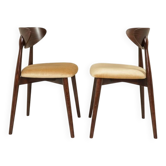 Pair de chaises scandinave velours camel beige