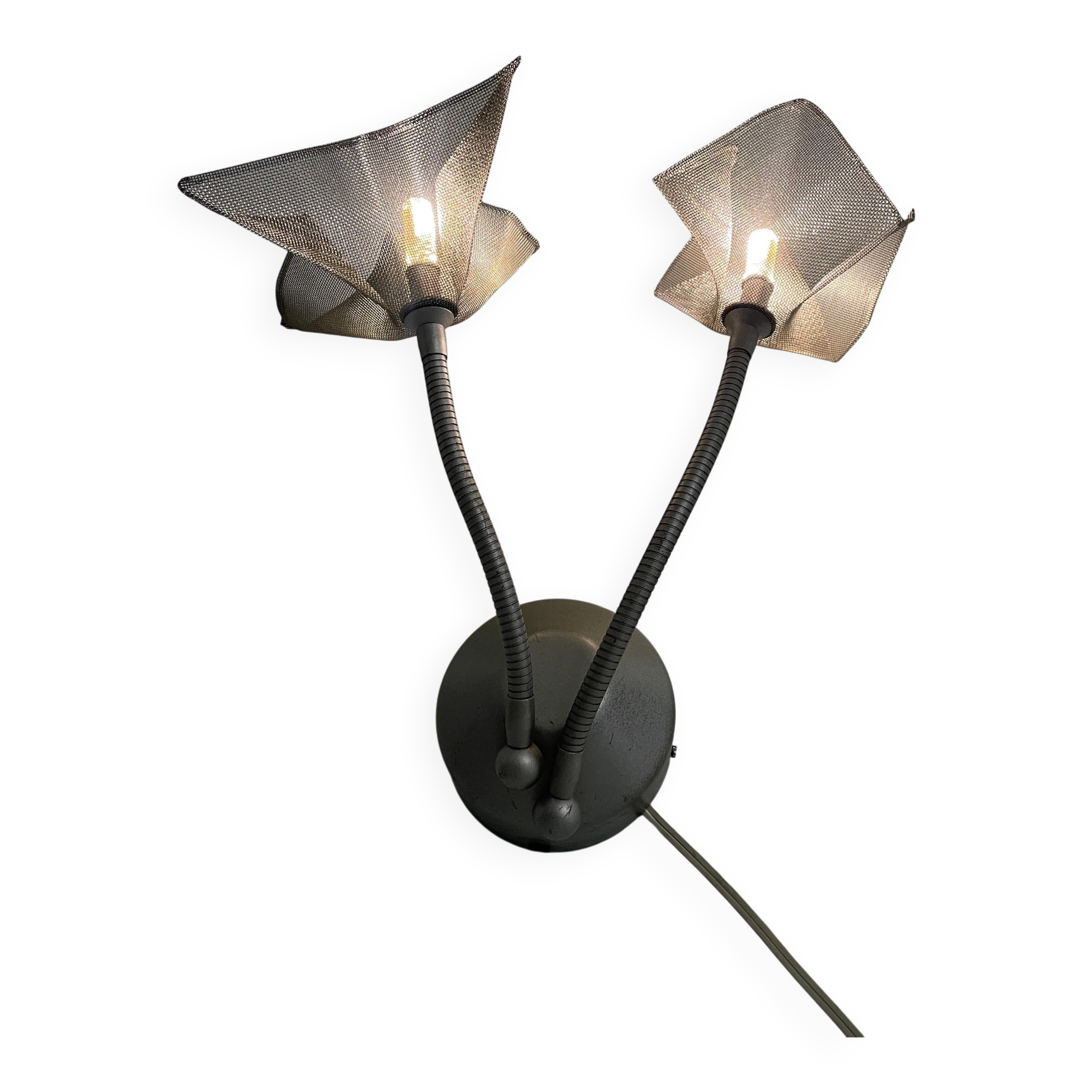 Rare appliqué simple Post Modern Mesh Flowers Design, 1980s, Belgium