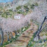 Impressionist oil on panel, spring landscape, signed, framed