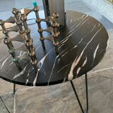 Side table in marble and wrought iron