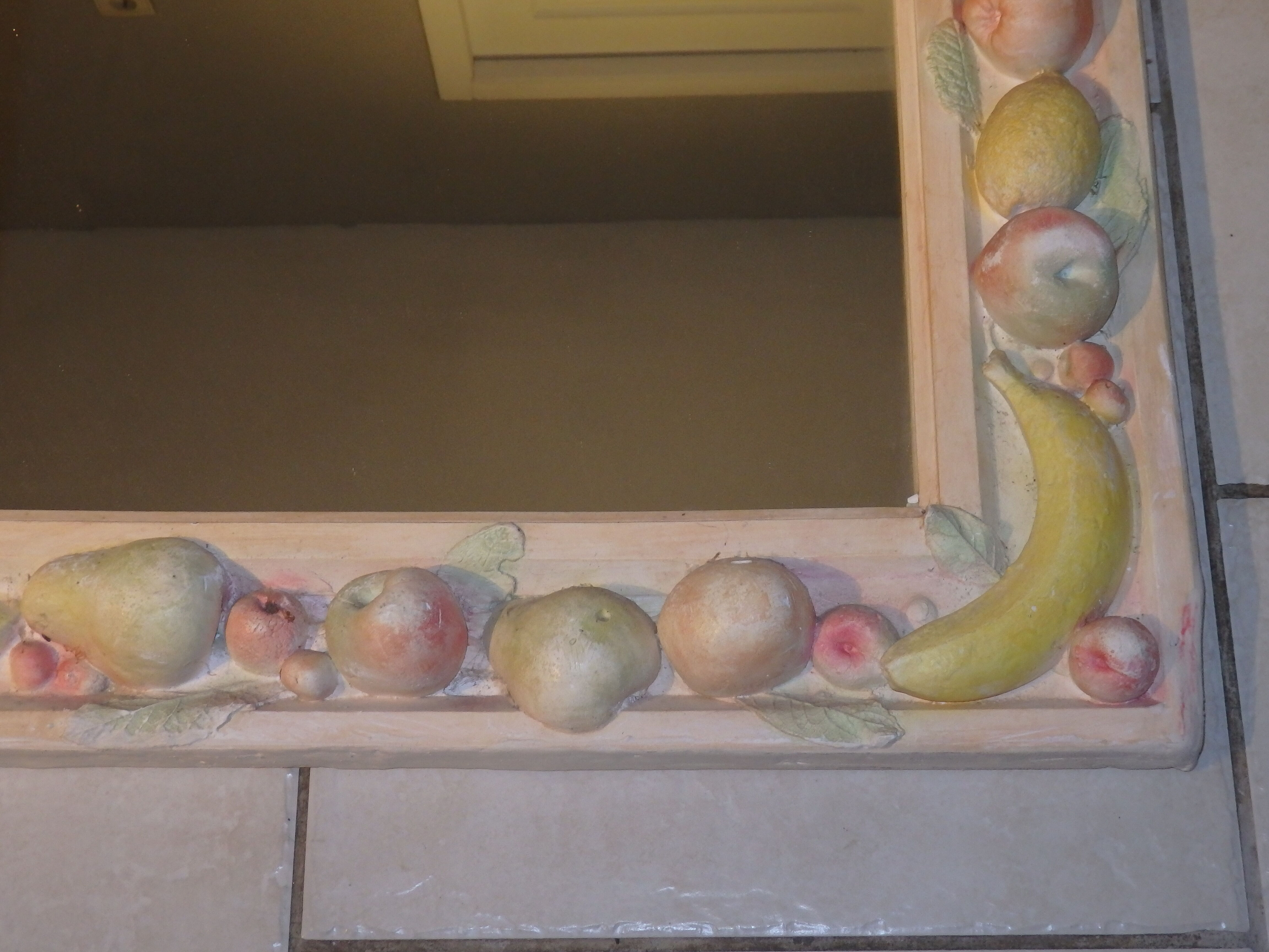 Vintage mirror year 70 80 Decorative Plaster Fruit Decorations