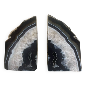 Paire de serres-livres en agate 4,3kg