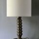 Turned wooden lamp, Charles Dudouyt style, around 1950.