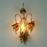 palwa mid century SCONCE 1970s crystal glass and gilt brass grapes and leaves