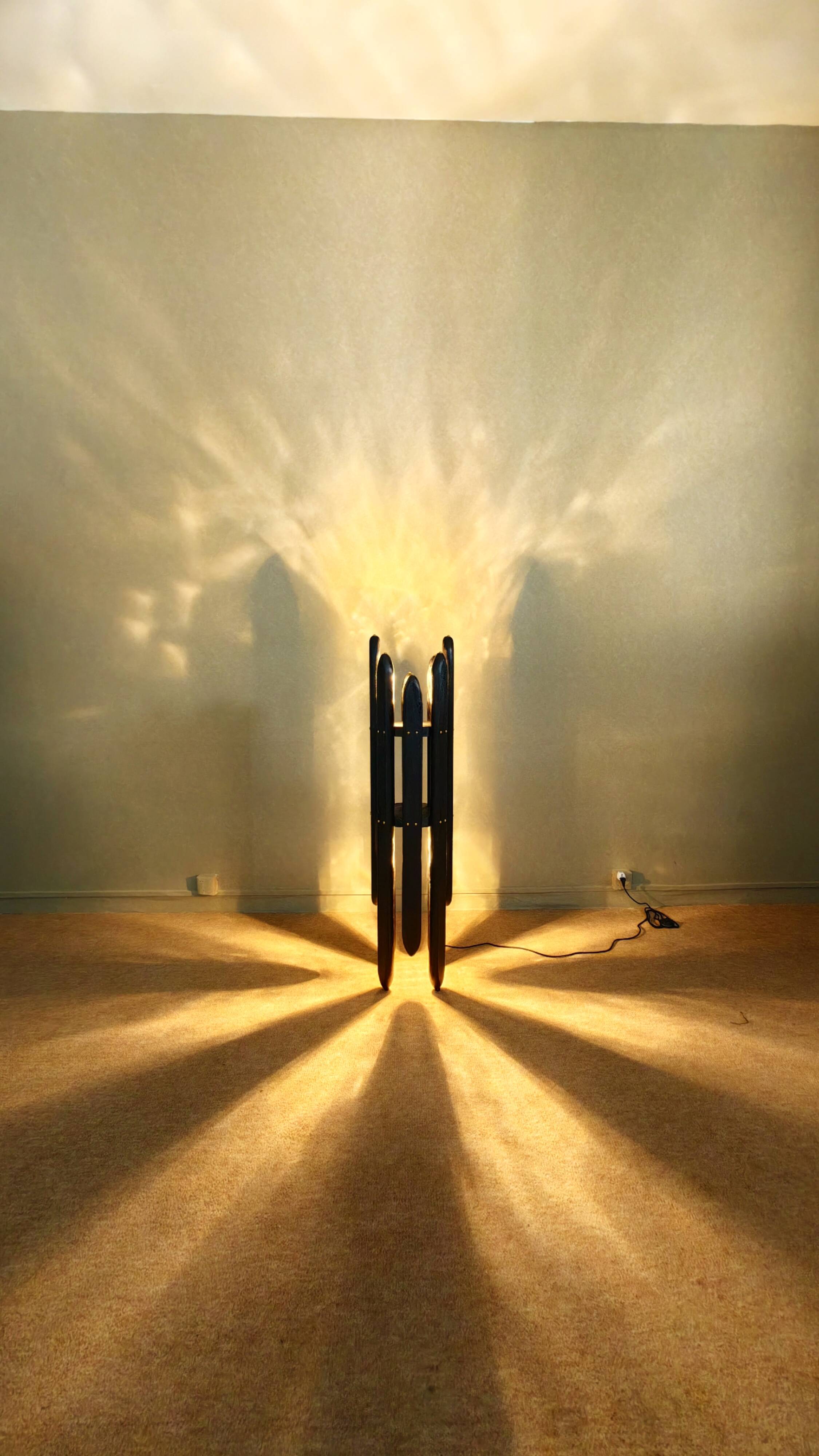 Mid-Century Modern Collectible Design Museum Quality Solid Wood Floor Lamp