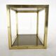 Table italienne en laiton et verre fumé du milieu du siècle, années 1970