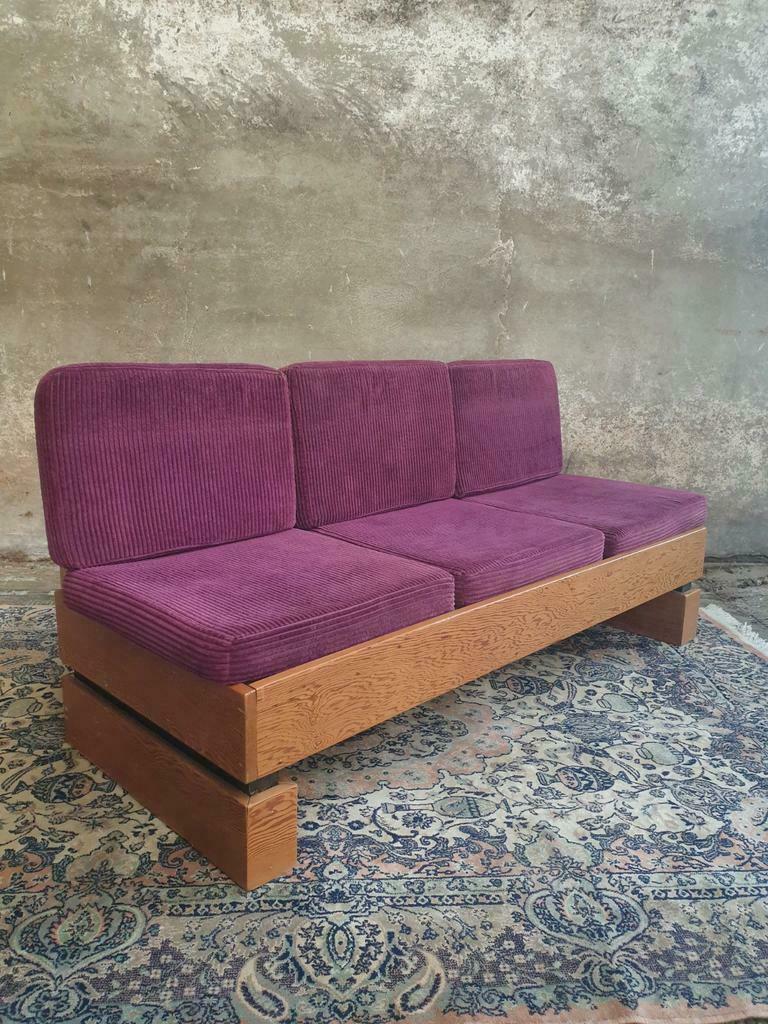 Old sofa design retro purple couch 60s