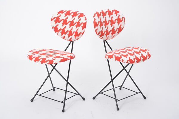 Paire de chaises F & T modernes hollandaises retapissées du milieu du siècle par Rob Parry