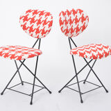 Paire de chaises F & T modernes hollandaises retapissées du milieu du siècle par Rob Parry