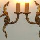 Pair of Elegant French Bronze Opposite Acanthus Leaf Double Wall Sconces