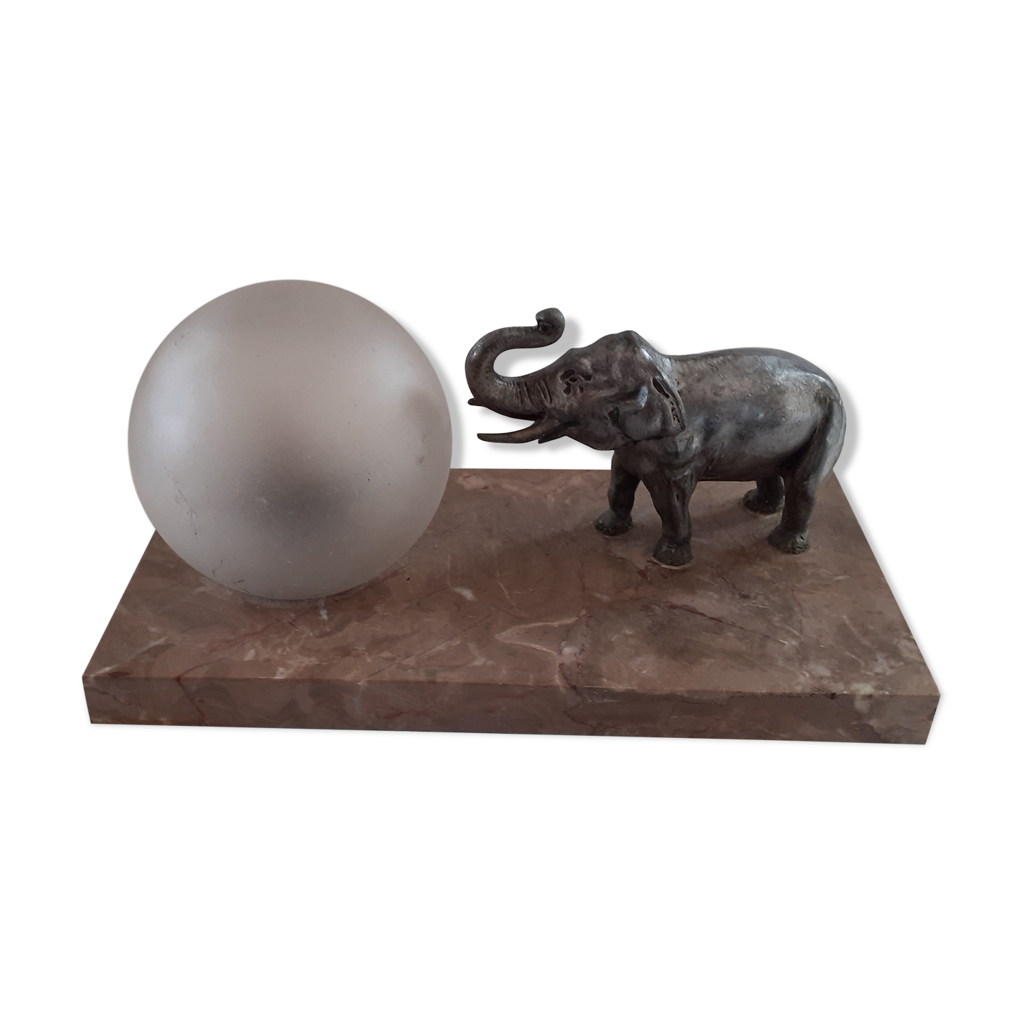 Lamp from the 20, elephent and globe on marble