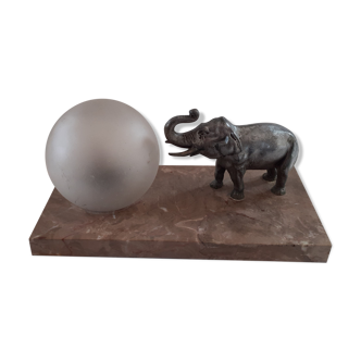 Lamp from the 20, elephent and globe on marble