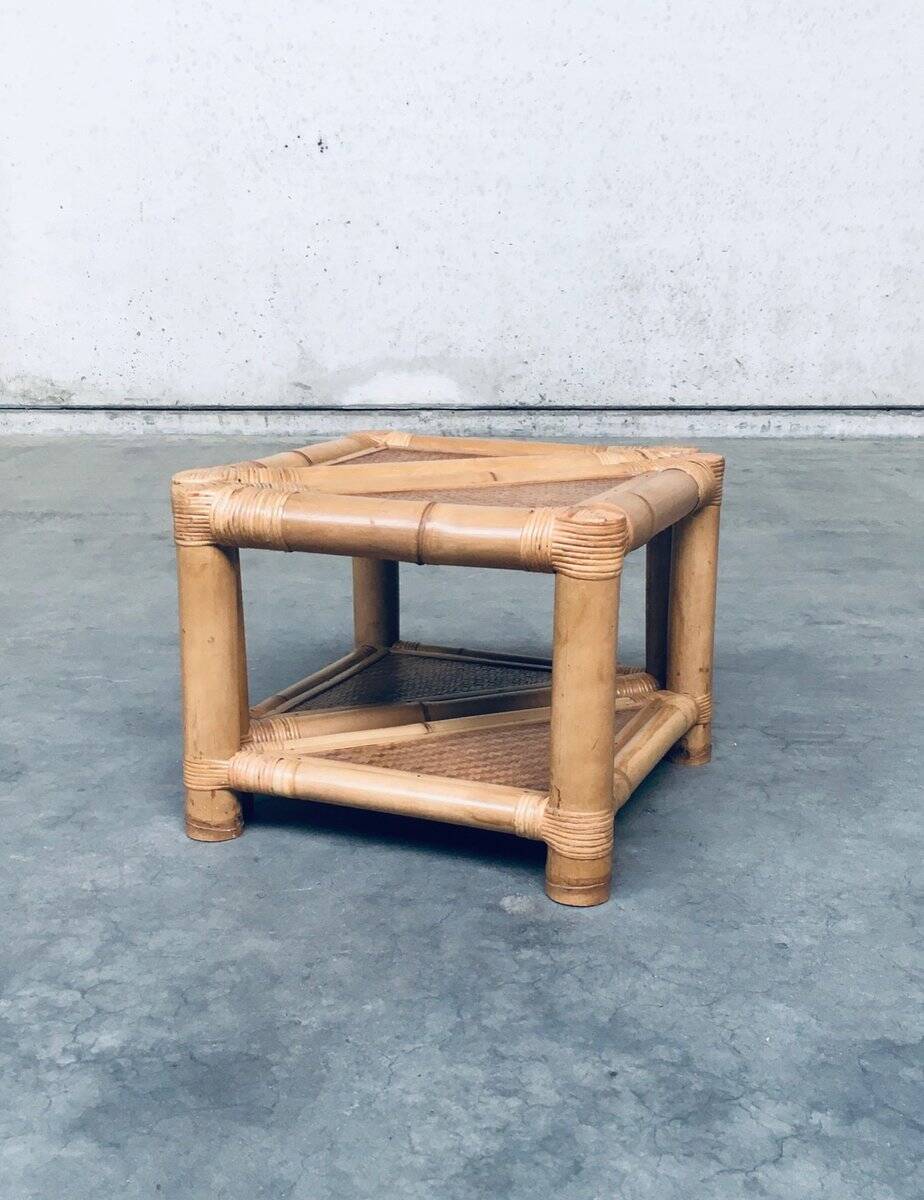 Handcrafted Bamboo Corner Table Set, 1970s, Set of 2