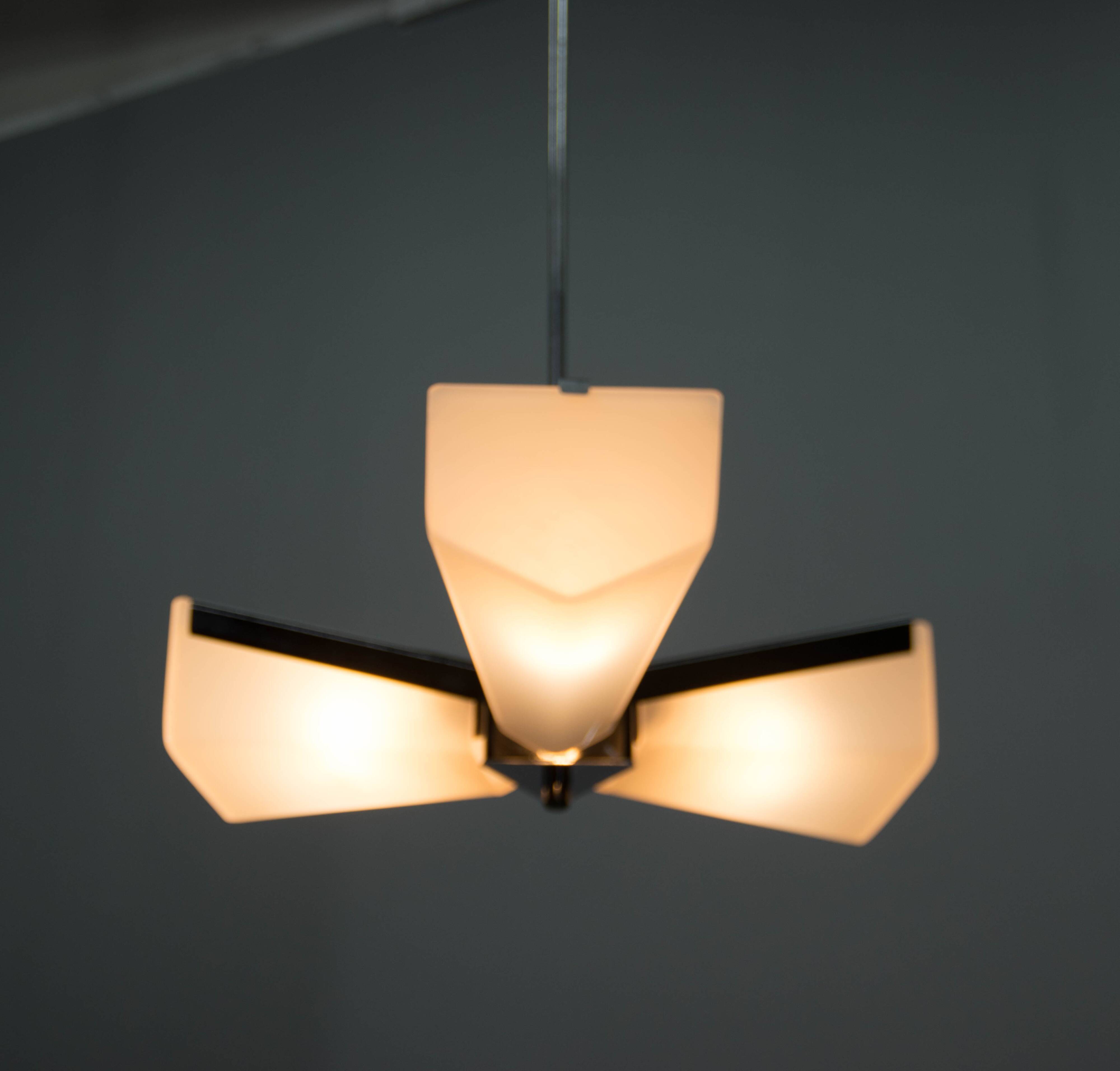 Mid-Century Plastic and Metal Chandelier by Lidokov, Czechoslovakia, 1970s