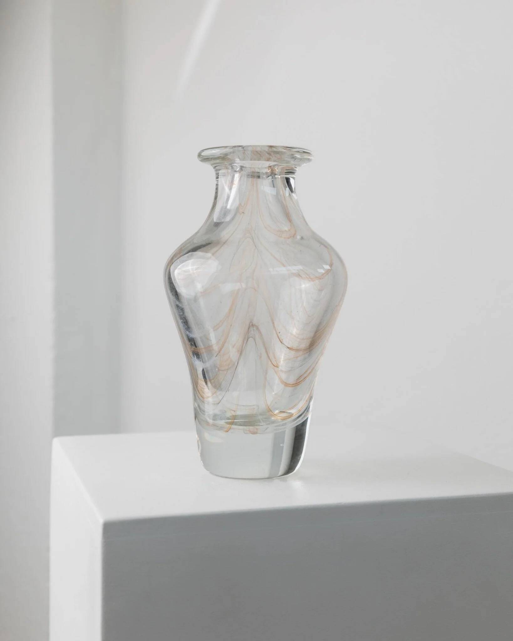 Vintage Murano glass vase - subtly swirled transparent glass - Italy 1970s - table decoration, gift idea