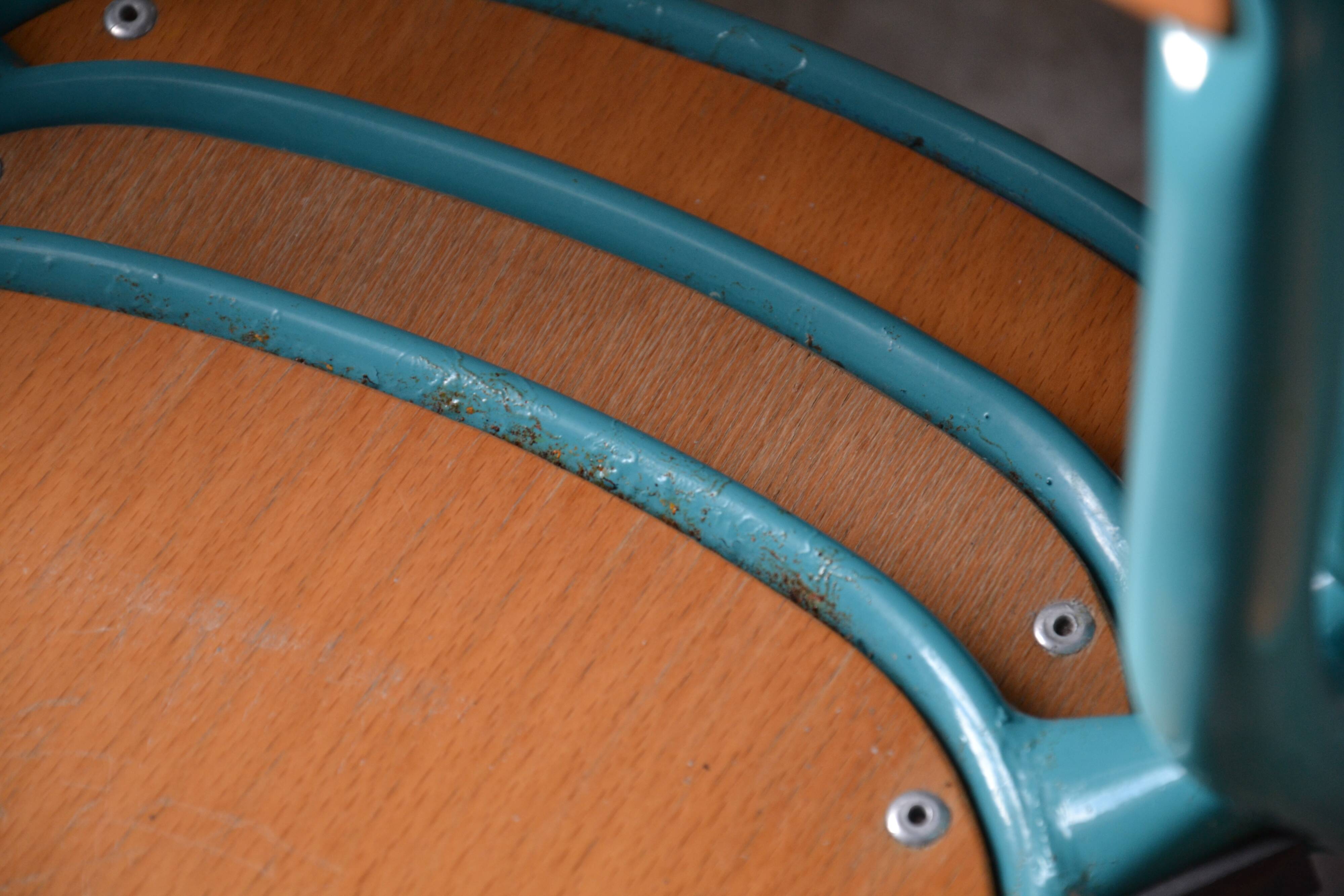 6 vintage blue children's chairs