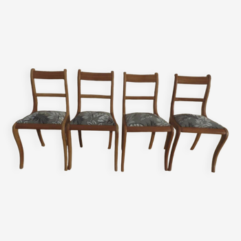 Lot de 4 chaises chic en bois avec assise tissus ferme de style Louis Philippe– Totalement relookées