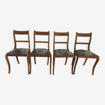 Set of 4 chic wooden chairs with firm fabric seats in Louis Philippe style – Completely revamped