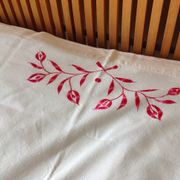 Ancien drap de lit en coton brodé  220 x 180 cm 1950/60