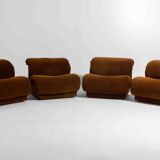 Modular sofa in rust brown velvet by Doimo, 1970s