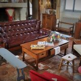 Scandinavian couch in the 60s in teak and skai