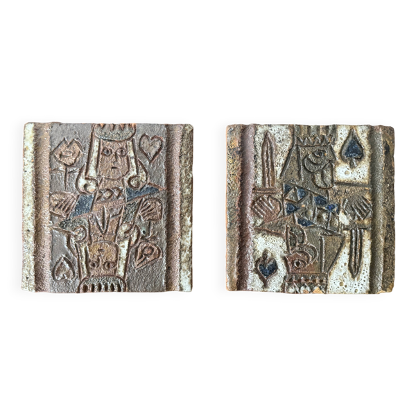 Paire de plaques en céramique par Les argonautes, Vallauris, circa 1960 — Beyit